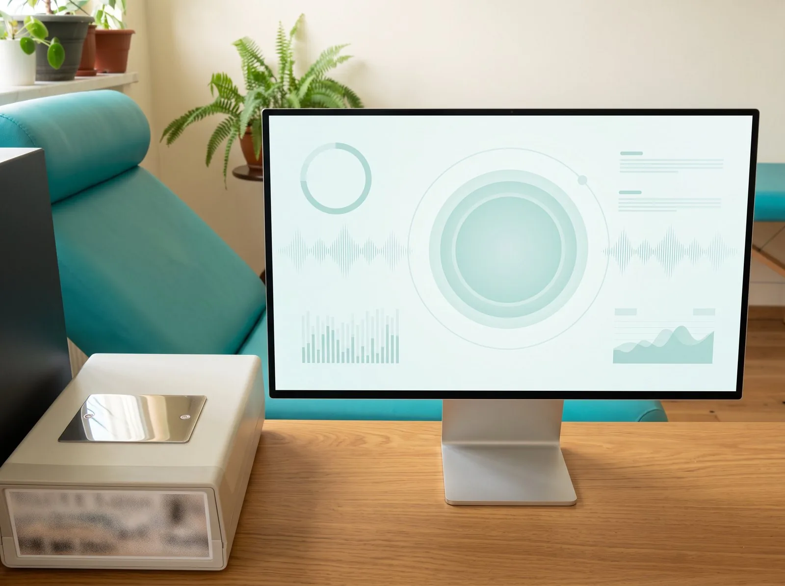 Prístroj L.I.F.E. System a monitor s priebehom merania v ordinácii